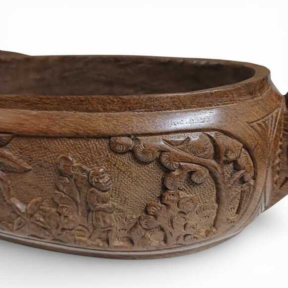 Vintage Madagascar Carved Wood Dish Tribal Handcrafted Decorative Art Piece - Picture 15 of 16